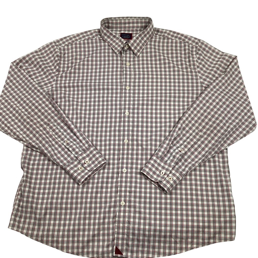 UNTUCKit Men's 2XLPlaid Button Down Long Sleeve Shirt Rosedale Red Nylon Spandex